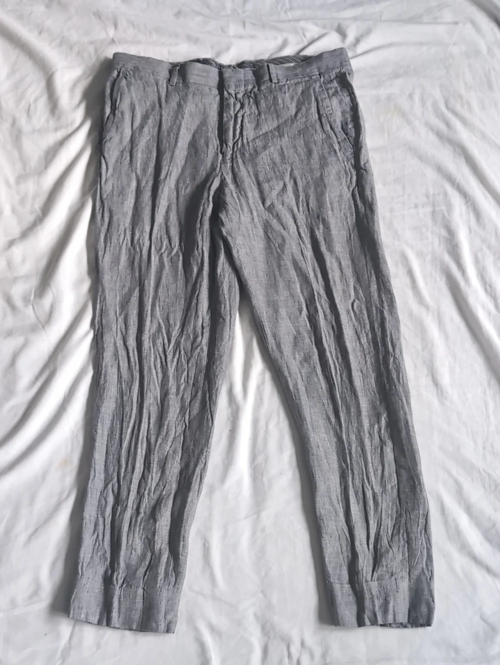 Men's Gray Linen Murano Slim Fit Dress Pants